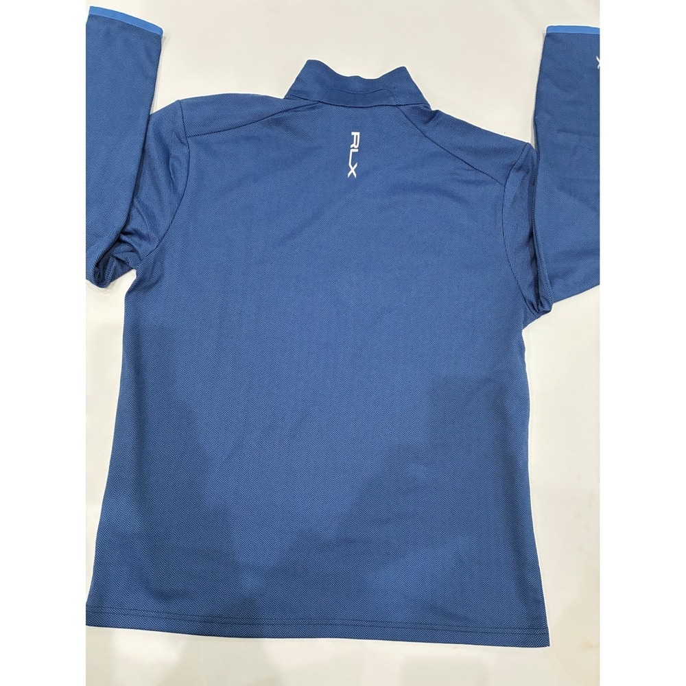 RLX Ralph Lauren Performance Quarter Zip Golf Wicking Pullover Blue Herringbone - Picture 9 of 13